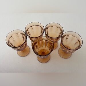 Vintage Noritake Water‎ Goblets Provincial Amber 5.75” Japan Set of 5